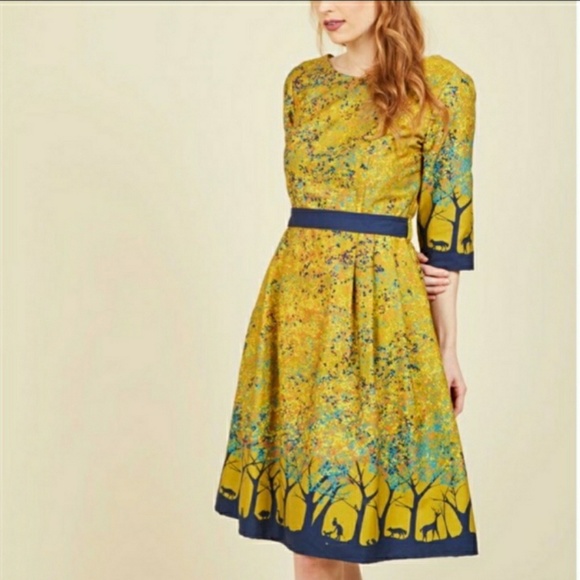 Modcloth Dresses & Skirts - Palava Yellow Woodlands Dress Plus Size